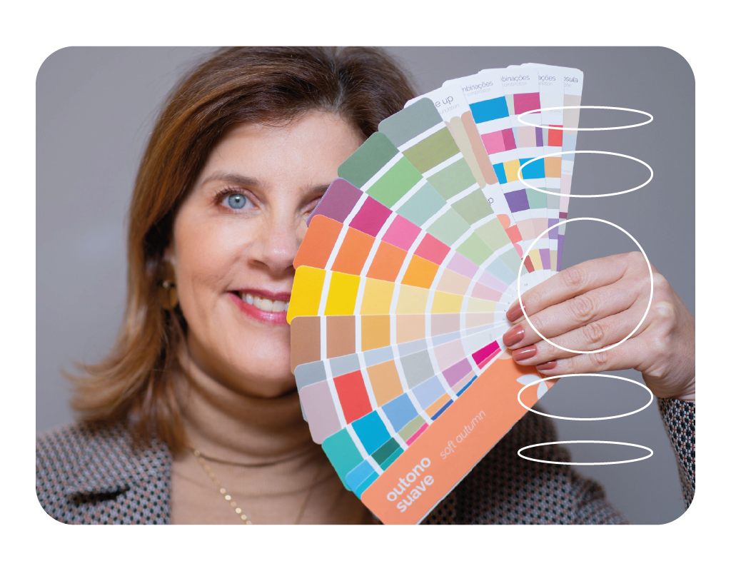 Luciana Ulrich com a cartela de cores Outono Suave da Studio Immagine
