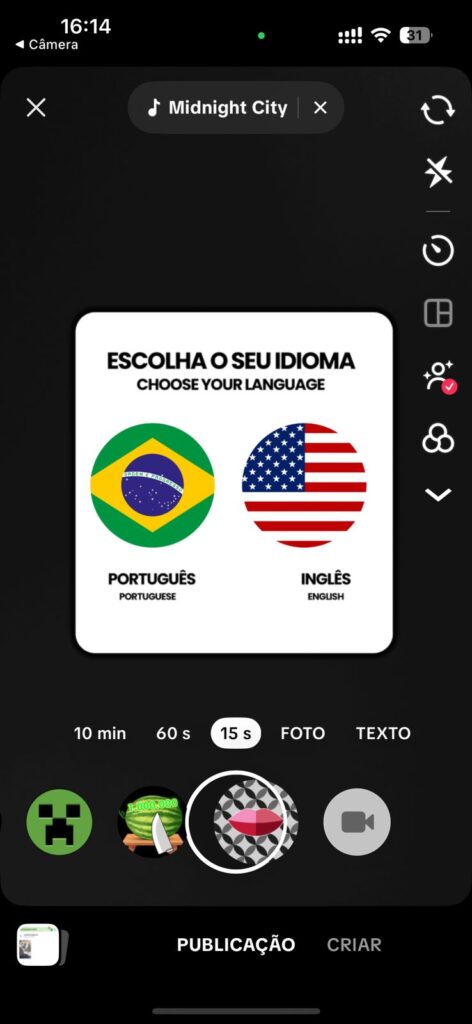 Selecione o seu idioma